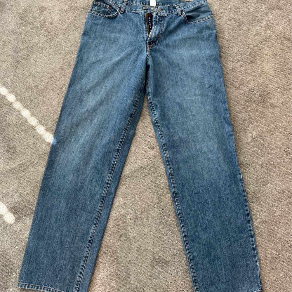 Lucky Brand Medium Blue Denim Jeans with Brown Accents
